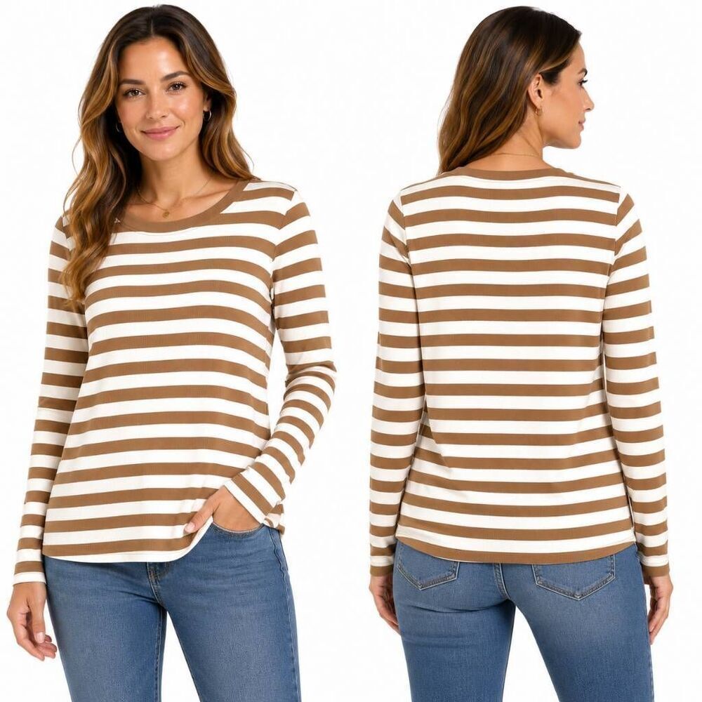 Maurices Ribbed Stripe Long Sleeve Top XL